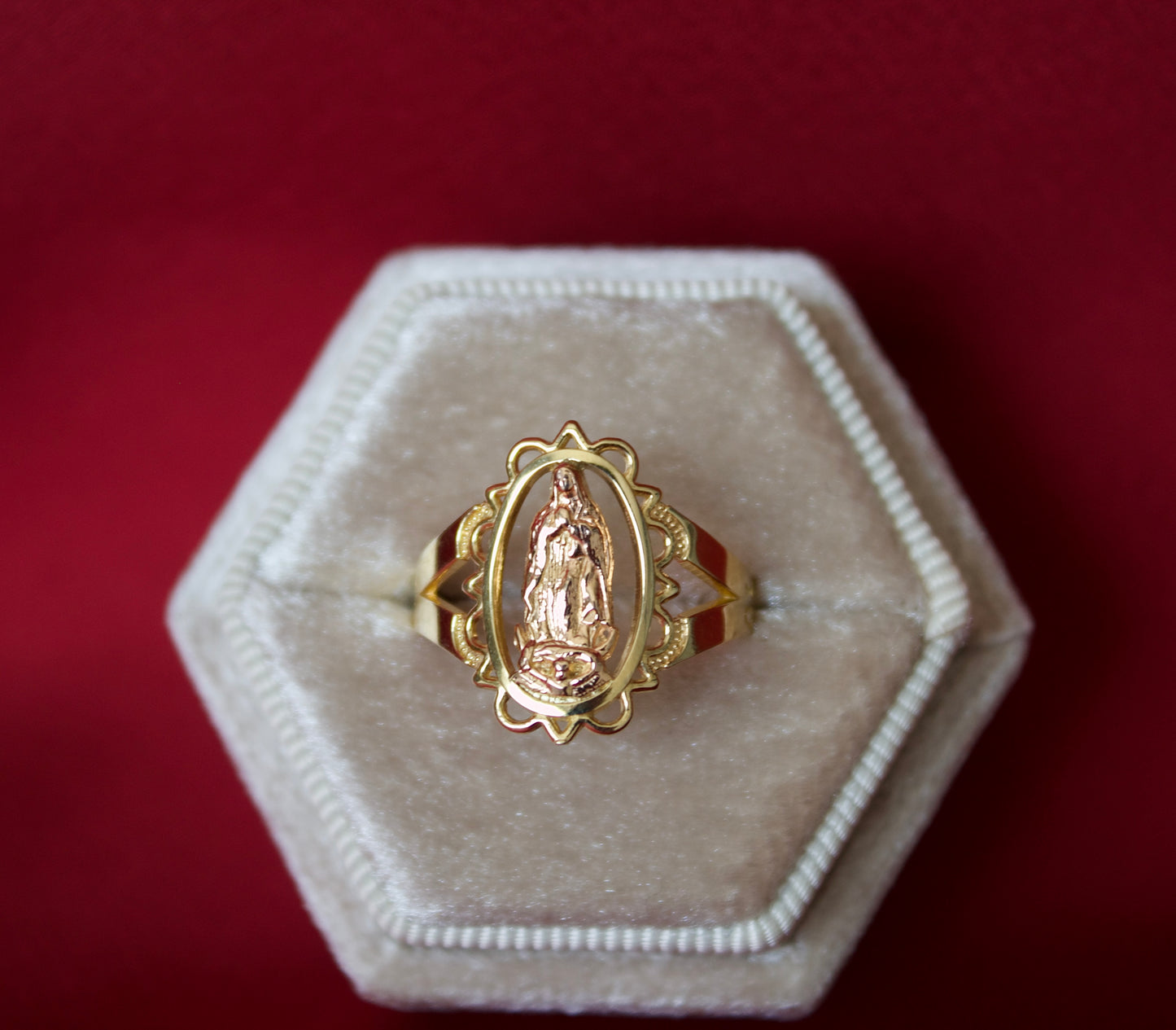14K Gold Virgencita Ring Size 7