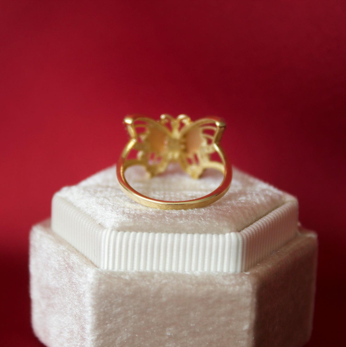 14k Gold Butterfly multicolor ring size 6.5