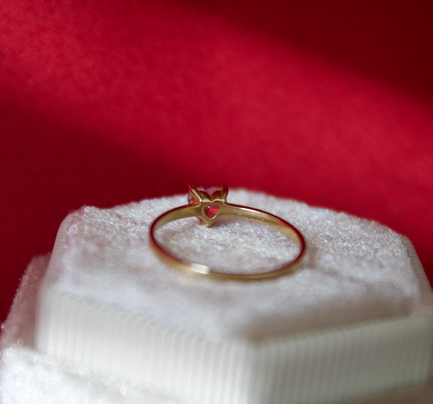 14K Gold pink heart shaped ring size 3