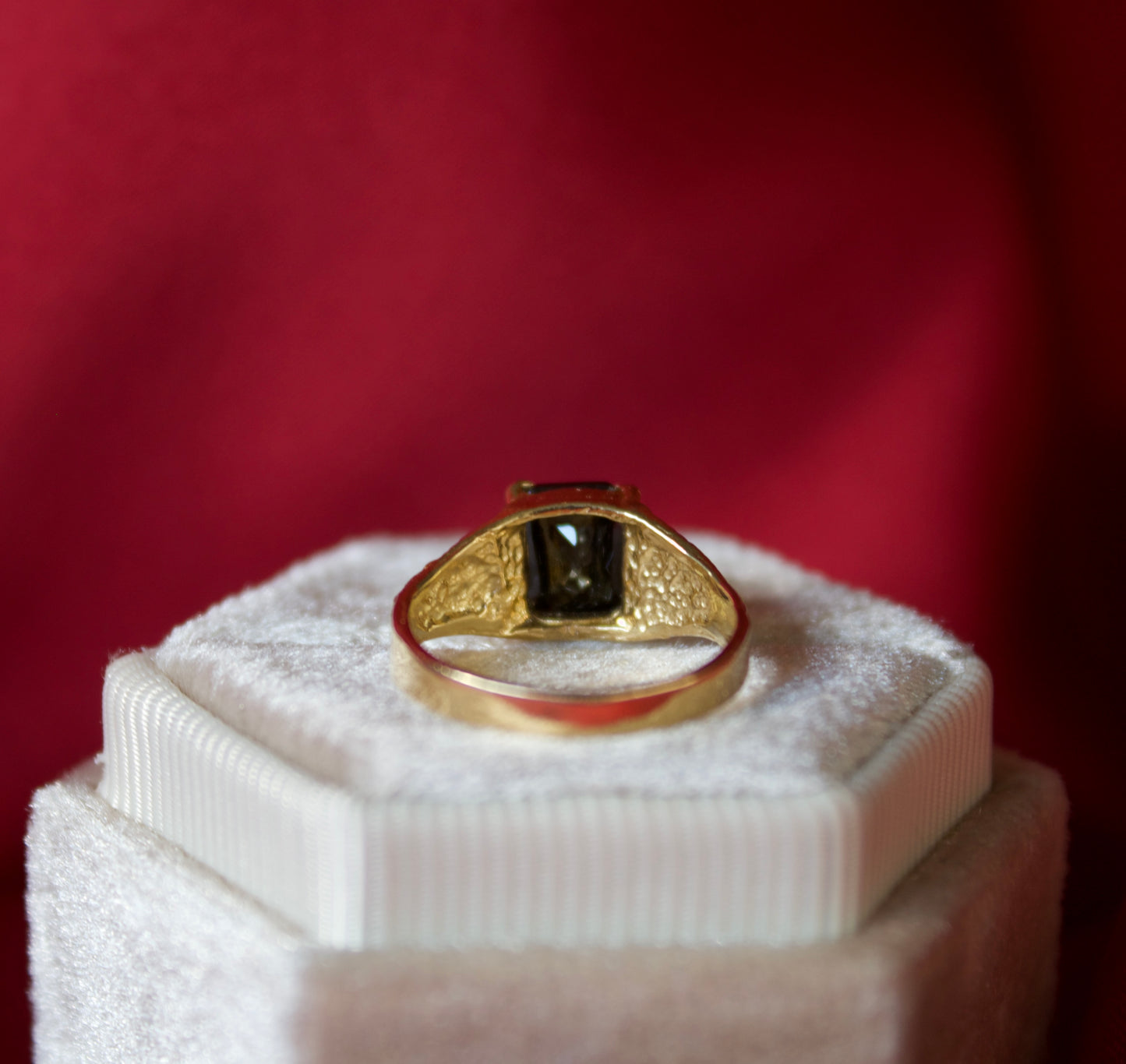 14K Gold black stone square ring size 3.5