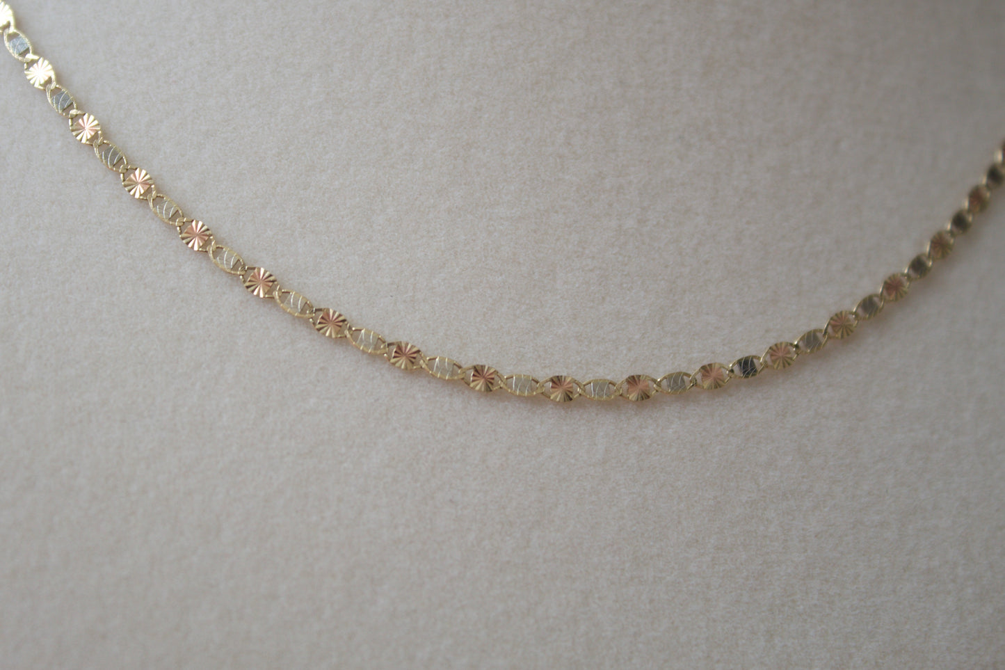 14K Gold Valentino style tri-color dainty chain