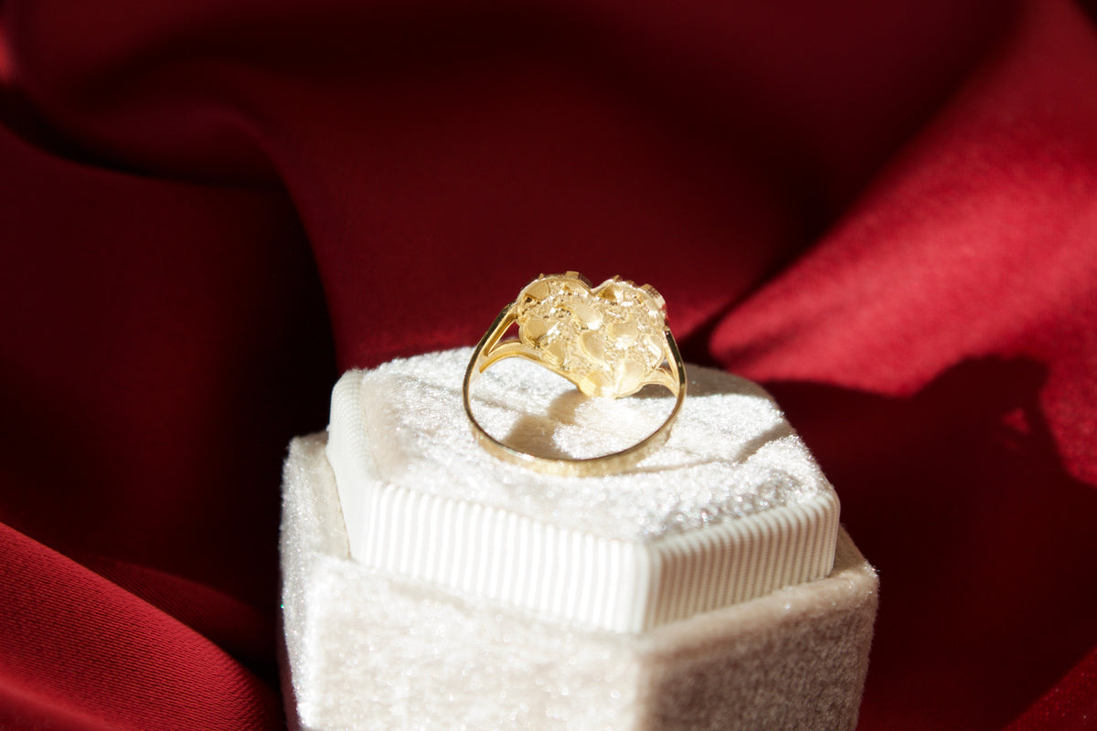 14K Gold heart nugget ring size 5