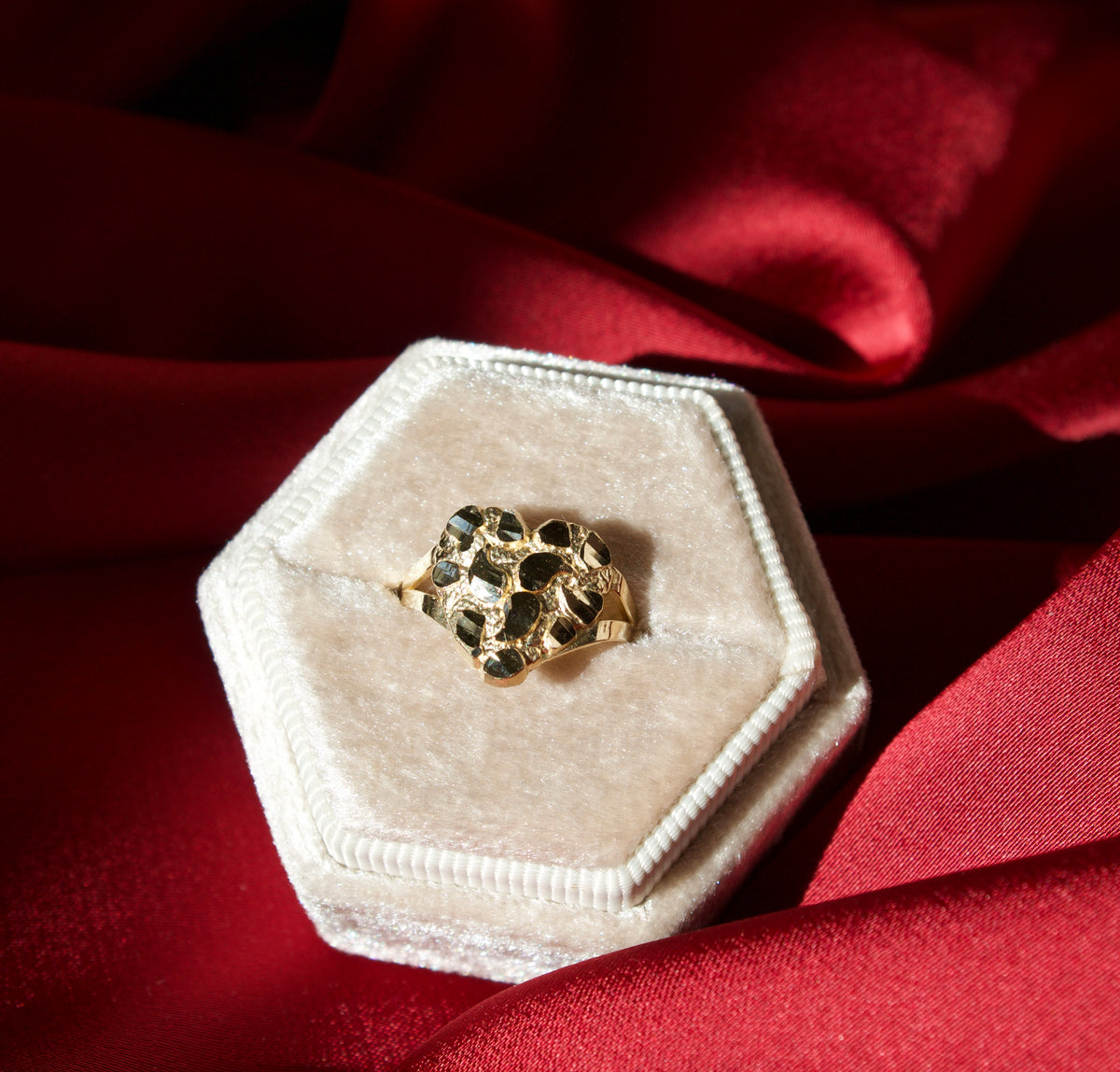 14K Gold heart nugget ring size 5