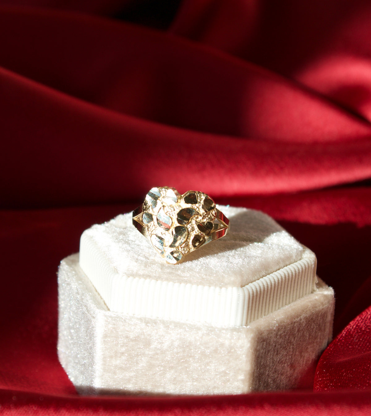 14K Gold heart nugget ring size 5