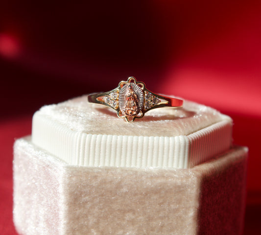 14K Gold dainty virgencita ring size 7