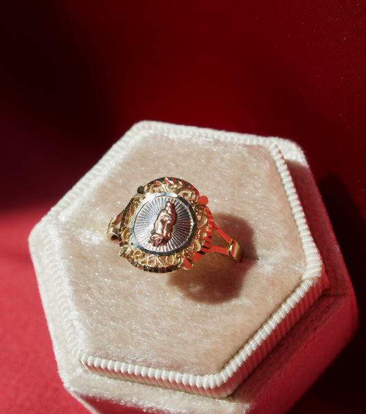14k Gold Solesito Virgencita Ring Size 8