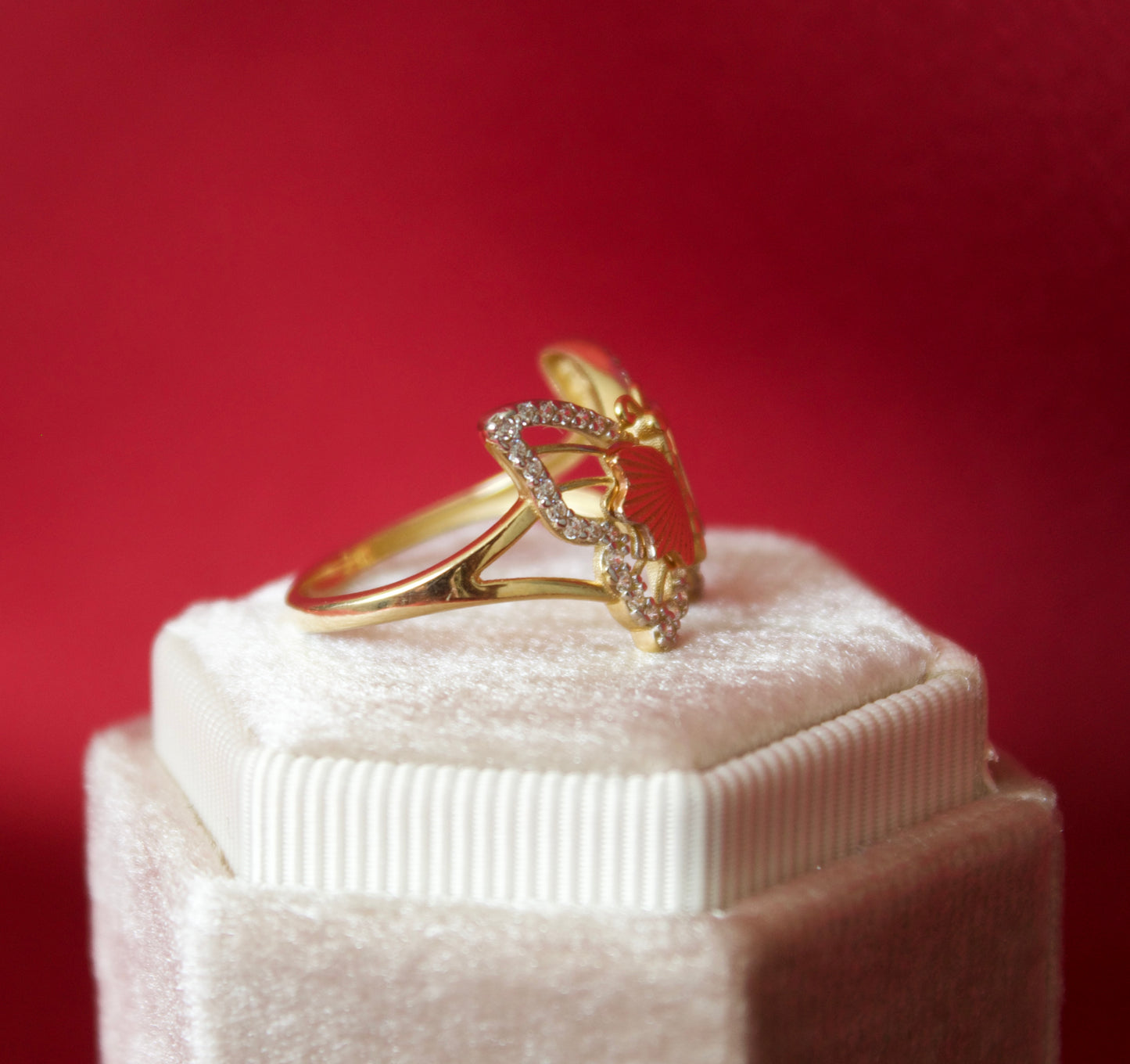 14k Gold Butterfly multicolor ring size 6.5