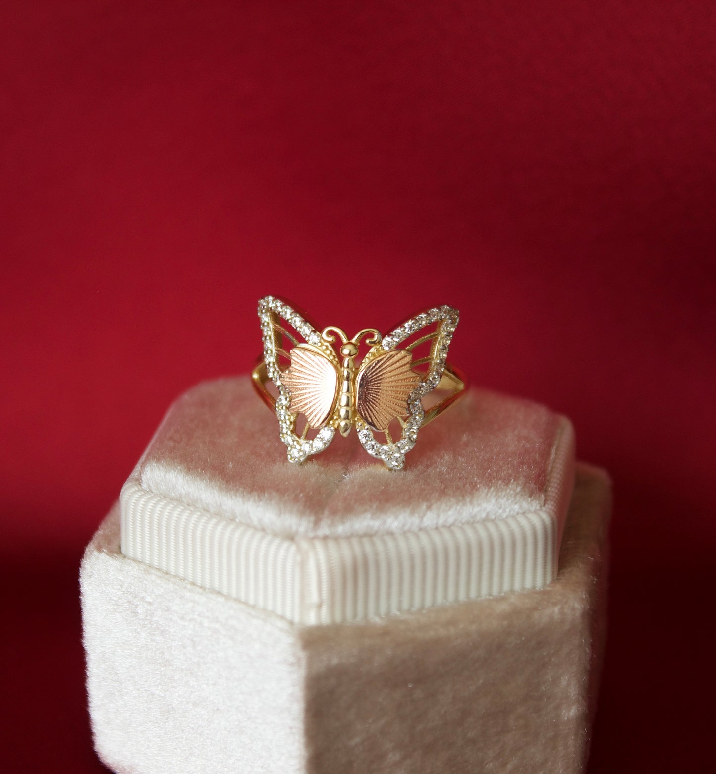 14k Gold Butterfly multicolor ring size 6.5