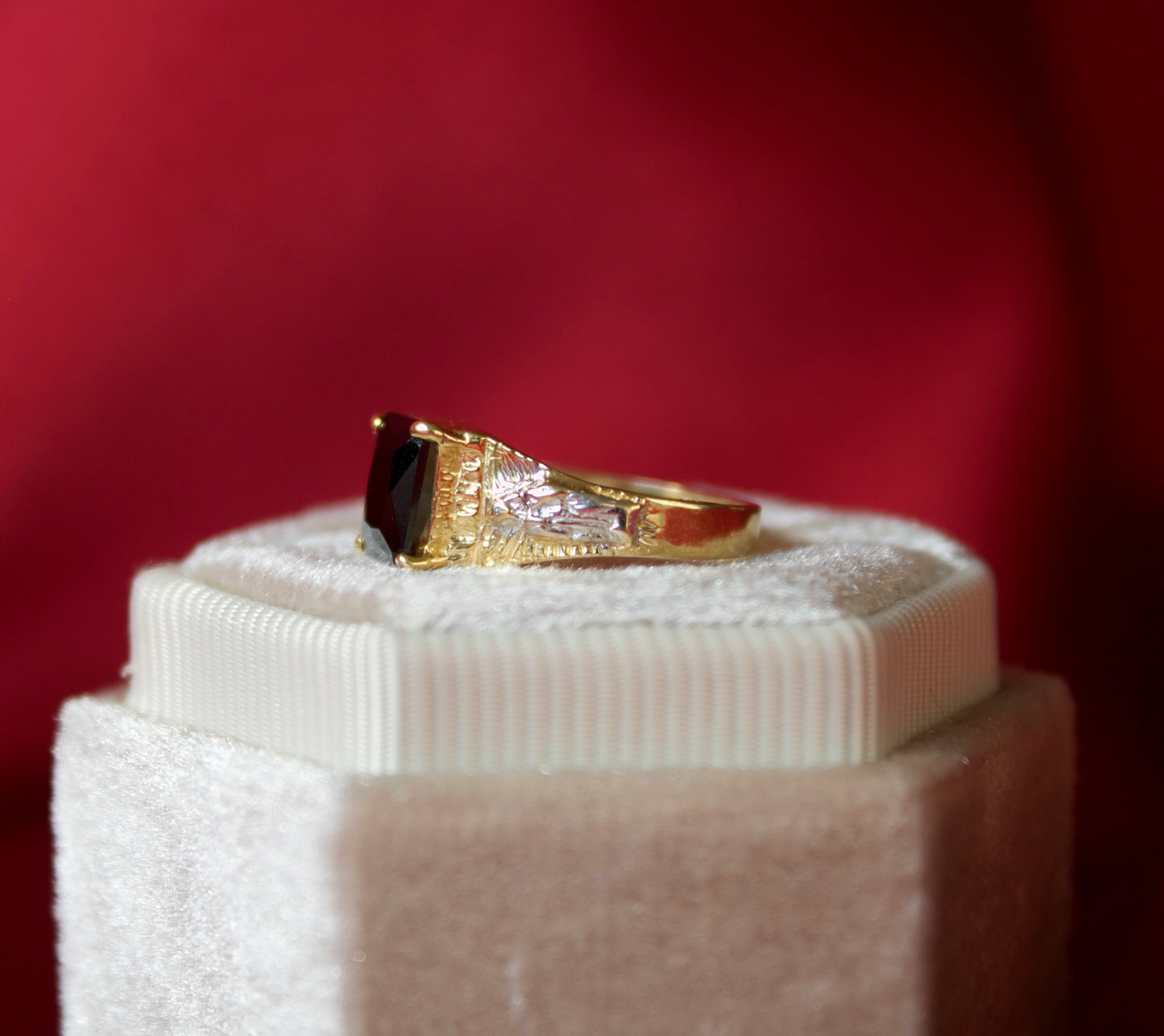 14K Gold black stone square ring size 3.5