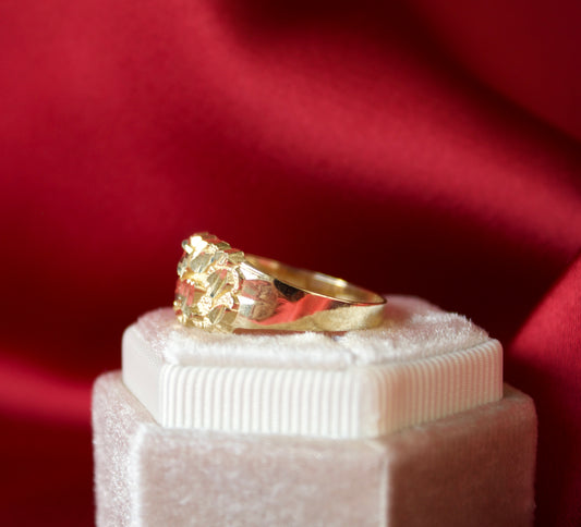 14K Gold Nugget style ring mens size 10