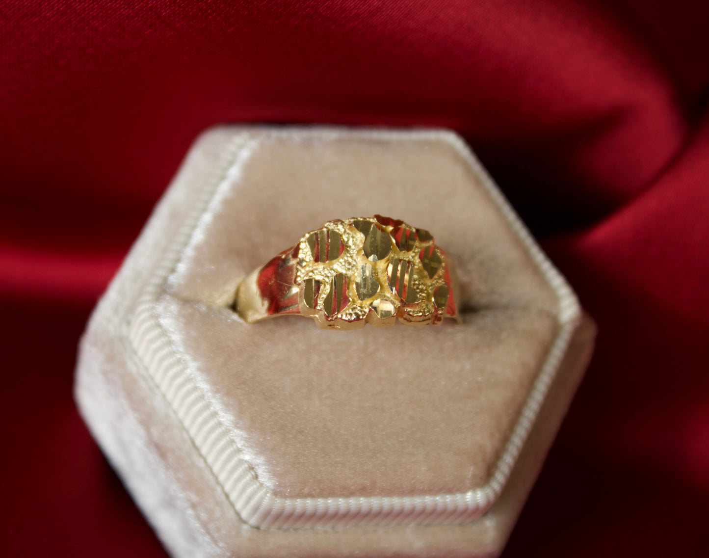 14K Gold Nugget style ring mens size 10