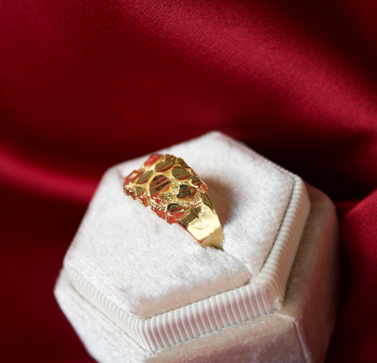 14K Gold Nugget style ring mens size 10