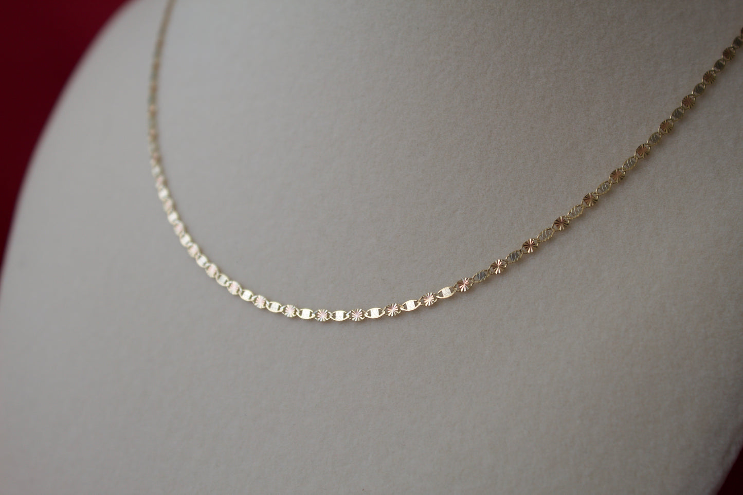 14K Gold Valentino style tri-color dainty chain