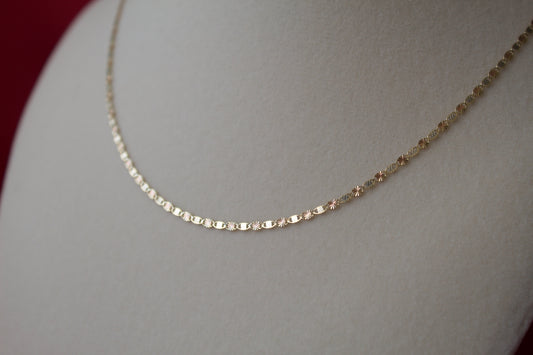 14K Gold Valentino style tri-color dainty chain