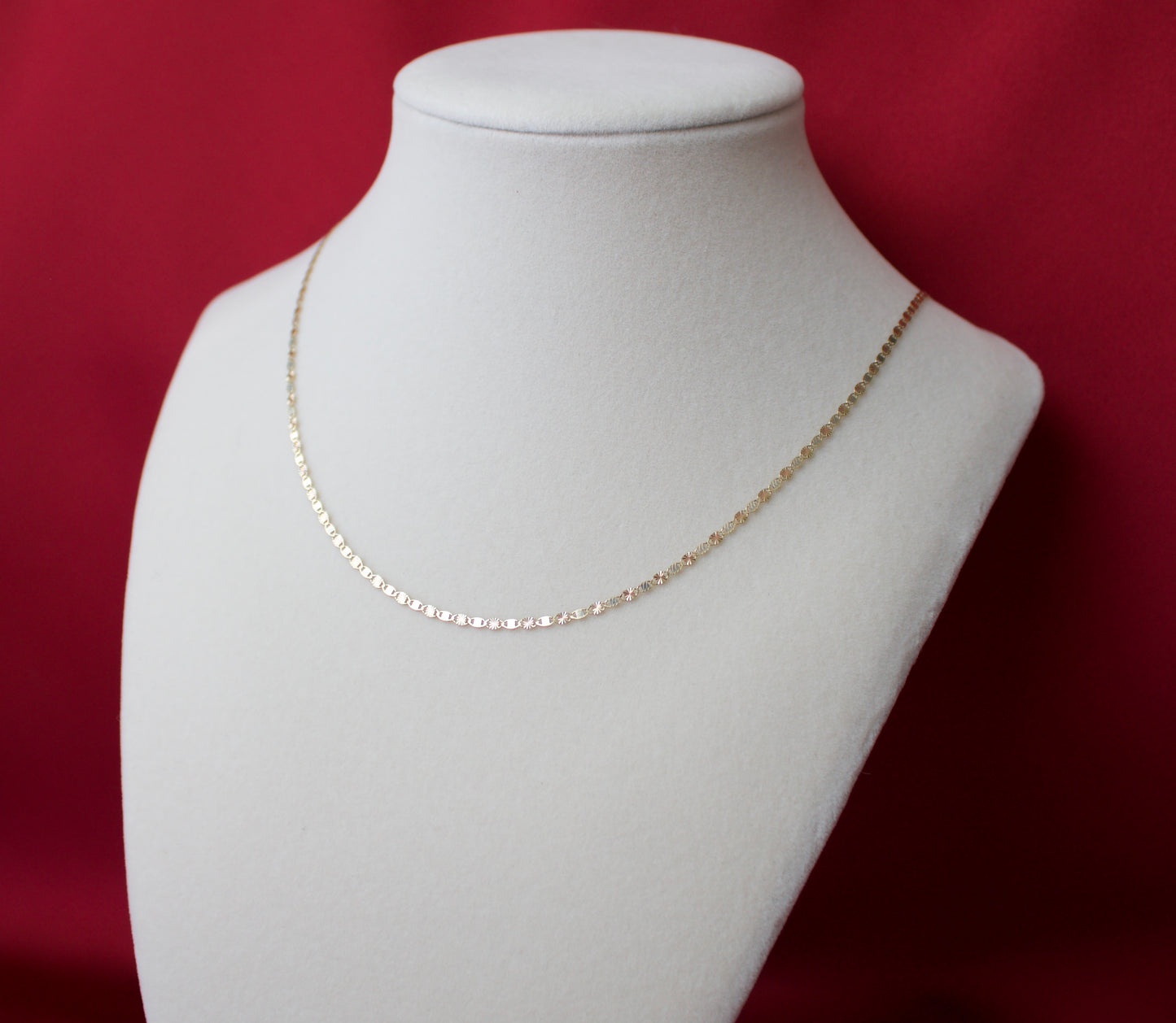 14K Gold Valentino style tri-color dainty chain